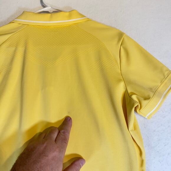 Nike Golf Fit Dry 1/4 Zip Polo Woman L 12-14 Wicking Yellow PASTEL Golf Resort - Picture 4 of 12
